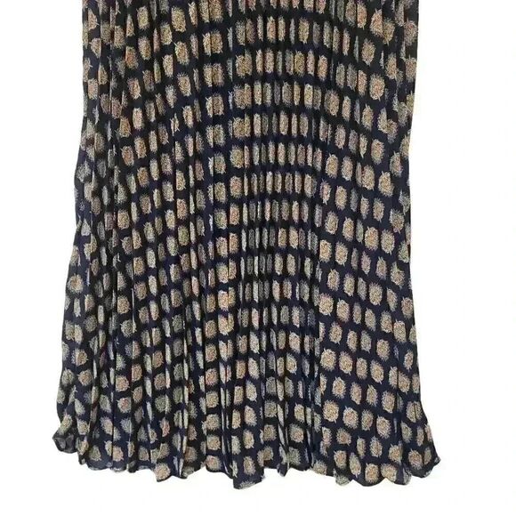 Banana Republic Women's Navy Blue Polyester Accordion Pleated Geo Print Maxi Ski - Picture 9 of 14